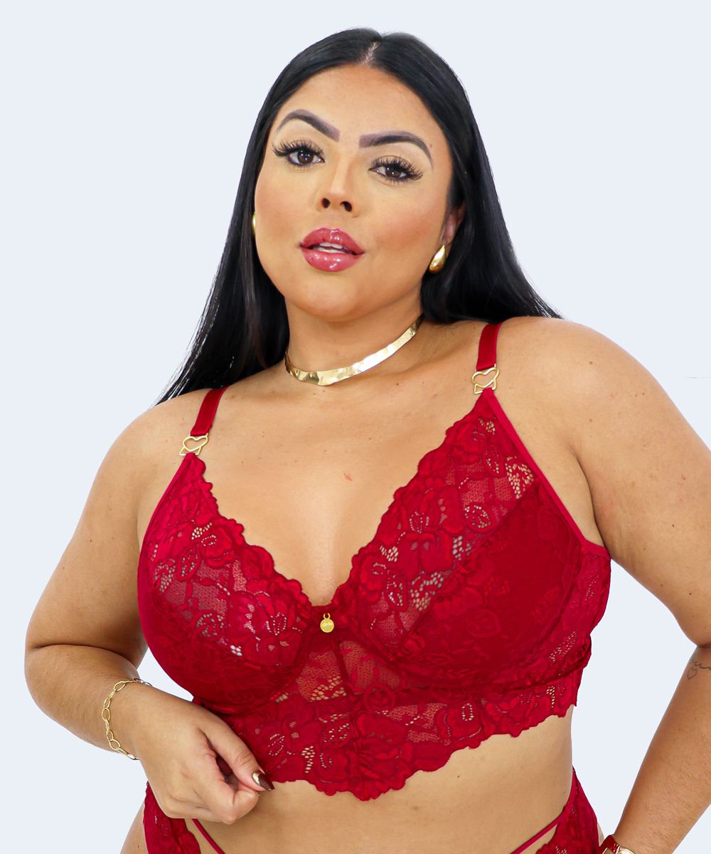 Sutiã sem Bojo com Detalhe Coração Plus Size - JACKIE